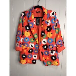 SHEIN  Floral Blazer Jacket And Short (set) Multicolor Rayon Colorful Floral M